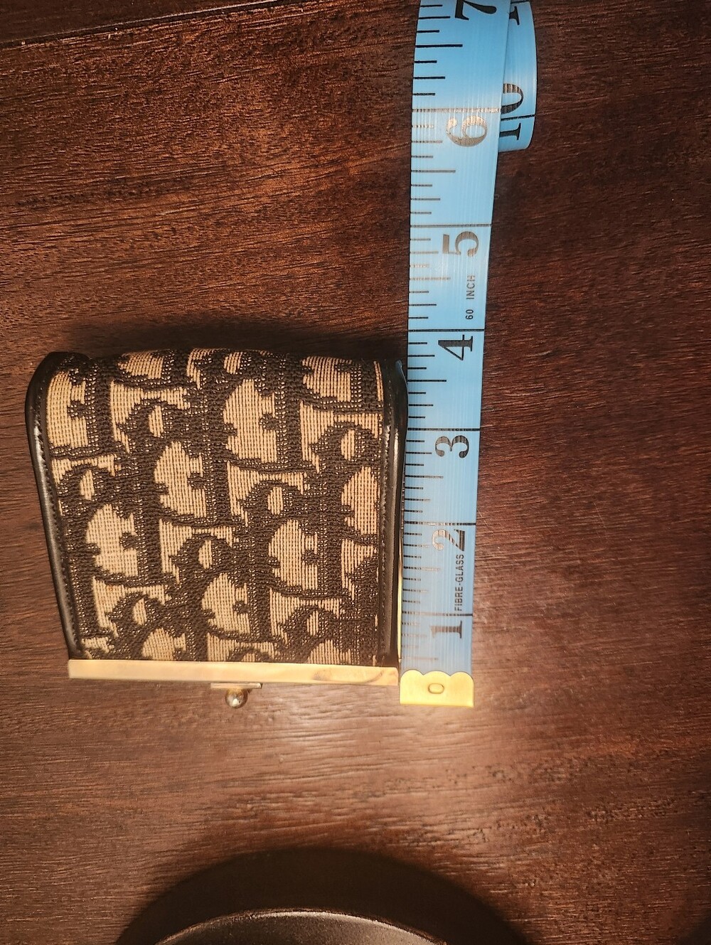 Dior Classic Black & Tan Patterned Women's Frame Wallet - Picture 6 of 7